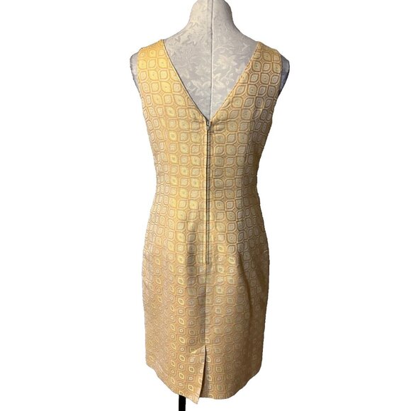 J Crew Silk Cotton Gold Yellow Dress 6 Stretch Career Church Party Wedding Date - Picture 3 of 6